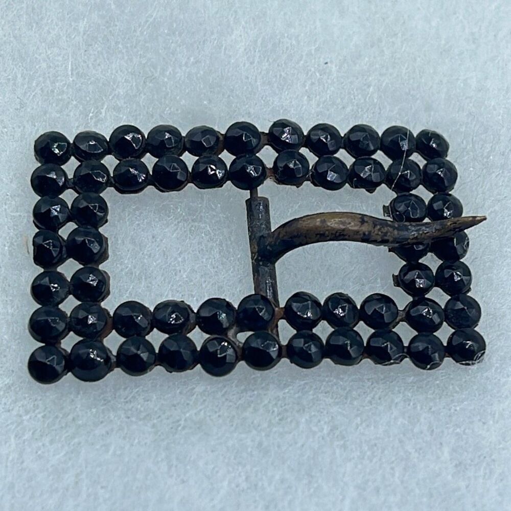 Antique French Jet Gothic Edwardian black belt buckle